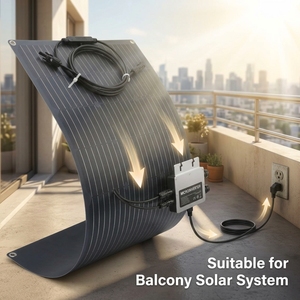 KWAFOO 200W Panneaux solaires photovoltaïques flexibles pour balcon et jardin, connectés au réseau allemand, <span class=keywords><strong>12V</strong></span>, rendement 23,5%, <span class=keywords><strong>kit</strong></span> système - Product Image 3