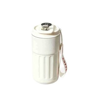 <b>Smart</b> Temperature Display Coffee Tumbler Vertical Stripe Water Bottle With Portable Lanyard Custom Logo Travel Gift <b>Mug</b> - Product Image 2