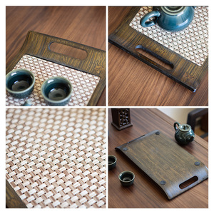 Wooden Serving <b>Tray</b> With Handle For Tea And Dessert Storage 3 Sizes Available - Product Image 2