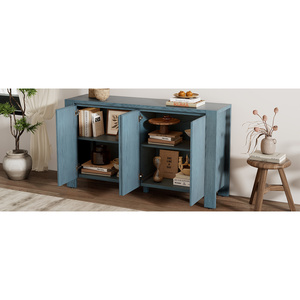 DB TREXM Navy 4-Door <b>Retro</b> <b>Sideboard</b> with Distressed Finish Modern Design Adjustable Shelves for Dining Kitchen Living Room - Product Image 6