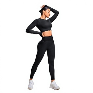 Conjunto de Yoga de Alta Calidad para Mujer, Cintura Alta, Sin Costuras, Bra Deportivo Acanalado, Leggings, Ropa Deportiva para Gimnasio y Pilates, con OEM - Product Image 6
