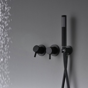 Minimalist Brass Ceiling <b>Mounted</b> Shower Head Round Dual Control Overhead Rain Shower - Product Image 3