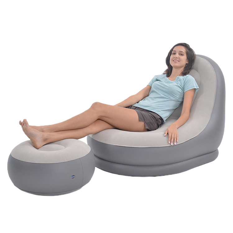 SILLA INFLABLE DE LUJO JILONG – SOFÁ AIRE PARA NIÑOS Y ADULTOS – NEGRO Y BLANCO