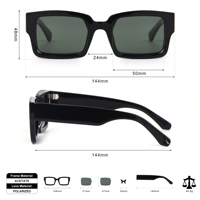 Lunettes de soleil modernes Vendeur Rectangulaire Large Temple Personnalisé Votre Propre Logo De Luxe Carré Polarisées Hommes Acétate Lunettes de Soleil Femmes