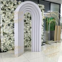 Arche de fleurs artificielles en arc-en-ciel rose personnalisée, accessoires décoratifs de mariage, support de toile de fond en forme de porte blanc en acrylique PVC bon marché
