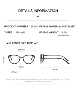 Unisex kim loại trung tính + PC kính chống ánh sáng màu xanh mắt mèo khung màu đen thay đổi ống kính đọc sách khung vàng Made Trung Quốc Acetate - Product Image 4