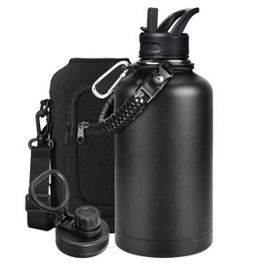 व्यक्तिगत आधा गैलन स्टेनलेस स्टील हाइकिंग जिम स्पोर्ट्स वाटर फ्लैस्क जुग 64 औंस इन्सुलेटेड बड़ी धातु थर्मल पेय पानी की बोतल - Product Image 1
