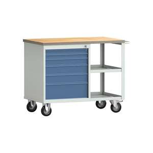 Klw Lutz Workbench PW 700 W1000xD620xH805mm บีชมัลติเพล็กซ์สีเทาอ่อน, RAL 7035 brill. สีน้ำเงิน, RAL 5007 6ลิ้นชัก - Product Image 1