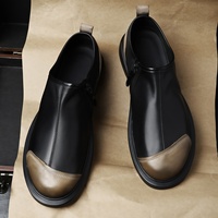 Mocassins en cuir véritable à bout rond pour homme, chaussures décontractées pour affaires