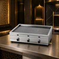 Grill de table professionnel robuste au gaz GPL avec plaque en fonte antiadhésive pour la restauration commerciale et les snack-bars