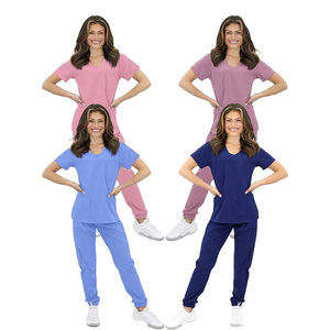 Vente en gros d'uniformes hospitaliers de costume de gommage d'infirmière médicale pantalon de jogging à manches courtes ensembles d'uniformes de gommages de figue d'infirmière - Product Image 1