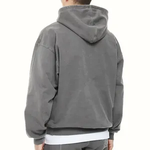 Sweat à capuche surdimensionné pour homme en coton 100% avec logo personnalisé brodé, coupe ample, en molleton épais, idéal pour l'automne - Product Image 2