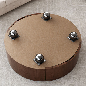 Table basse ronde avec plateau en pierre frittée, table de salon moderne - Product Image 6