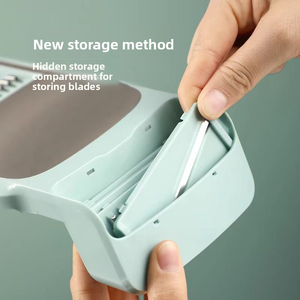 Utensili da Cucina Essenziali: Tritatutto Manuale in Plastica con Protezione per le Mani, Sbucciatore <span class=keywords><strong>Julienne</strong></span>, Grattugia, Raschietto per Ravanelli e Patate in Acciaio Inossidabile - Product Image 4