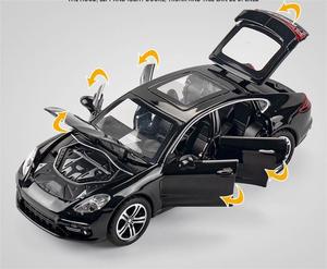 1/32 Panamera โมเดลรถสปอร์ตสีชมพูรถหล่อขึ้นรูปจำลองจำลองรถของเล่นรถดึงถอยหลัง - Product Image 2