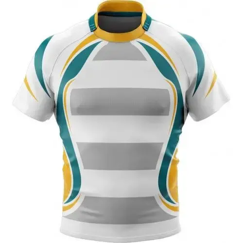 Sports Wear Rugby Uniforme 100% Poliéster Impressão Digital Logotipo Rugby Uniforme Atacado Juventude Desgaste College Team Set