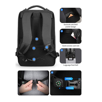Mochila impermeable para ordenador portátil, compartimento rígido acolchado para portátil, para hombre