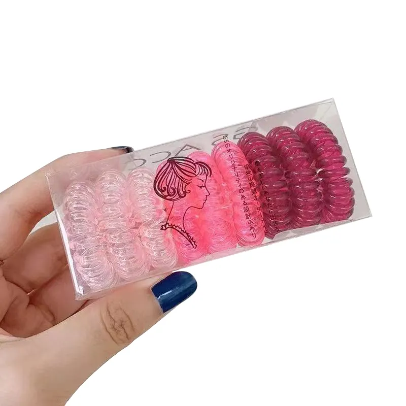 Accesorios coreanos para el cabello gradiente elástico mujer simple cuerda para el cabello caja color caramelo transparente línea telefónica accesorios para el cabello