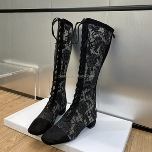 D mujeres bota carta logo <span class=keywords><strong>rosas</strong></span> con estrella perfecta jacquard bordado elegante bote alto marca famosa <span class=keywords><strong>botas</strong></span> de Vaqueros - Product Image 3
