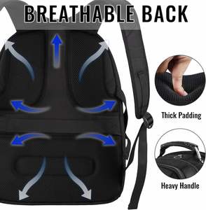 Sac à dos pour ordinateur portable grand format unisexe, résistant à l'eau, approuvé par les compagnies aériennes, idéal pour les voyages d'affaires, compatible avec les ordinateurs 17 pouces, fermeture éclair - Product Image 2