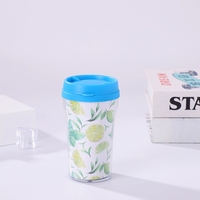 Gobelet de voyage personnalisable et réutilisable en plastique de 250 ml avec insert en papier DIY, tasse à lait à double paroi avec couvercle à clapet pour enfants