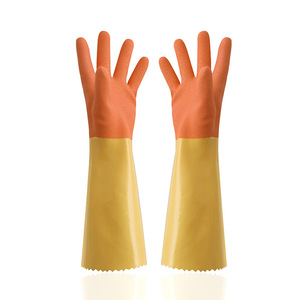 Gants en caoutchouc industriels en gros, 38 cm, épaissis, monobloc, couleur unie, résistants aux acides et aux alcalis, gants de protection en latex - Product Image 4