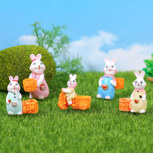 Figuras de conejos en miniatura, adornos de resina para jardín, decoración para exteriores, forma de animal, acabado pintado, independientes - Product Image 3