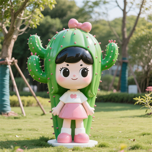 Scultura D116 Ragazza Cactus, Statua di David a Grandezza Naturale Personalizzata, Figurina Decorativa per Piazze e Centri Commerciali, Scultura Moderna Astratta per Spazi Pubblici - Product Image 1