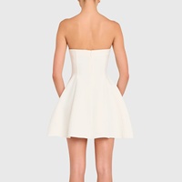 Robe Courte Chic Femme OEM Clubwear Tissée Anti-Plis Sans Bretelles Couleur Unie Coupe A-Line Sexy pour Soirée et Quotidien Ajustée