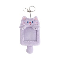 Porte-clés mini album photo en peluche Kawaii pour filles, motif pingouin et chat de dessin animé, pour cartes Kpop, cartes d'identité et cartes de crédit
