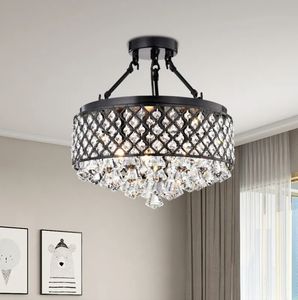 Lámpara de araña de cristal, marco de metal de malla Iorn negra, accesorio de luz de techo de montaje empotrado para dormitorio - Product Image 2