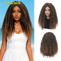 Perruque Tressée Marley T30 Mi-Longue pour Femmes Noires, Perruque Synthétique Afro Kinky Curly de Haute Qualité pour Usage Quotidien