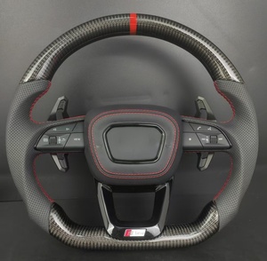 Volant en cuir carbone <span class=keywords><strong>S</strong></span> <span class=keywords><strong>Line</strong></span> personnalisé avec palettes de changement de vitesse pour modèles <span class=keywords><strong>Audi</strong></span> <span class=keywords><strong>A3</strong></span>/A4/A5/A6/A7/A8/Q3/Q5/Q7/<span class=keywords><strong>S</strong></span>/RS - Product Image 1