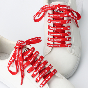 YLDS texte personnalisé imprimé lacets de chaussures des deux côtés lacets de chaussures à impression plate pour l'impression Supre lacets Sneaker chaussures livraison directe - Product Image 2