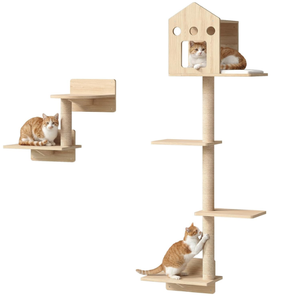 Muebles Modernos de Madera para <span class=keywords><strong>Gatos</strong></span>, Estantes para <span class=keywords><strong>Gatos</strong></span> Montados en la Pared con Escalones, Embalaje en Cartón - Product Image 1