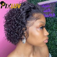Perruques Courtes Bouclées en Cheveux Vierges Naturels avec Dentelle HD pour Installation Sans Colle, Cheveux Humains Bruts Cambodgiens en Gros