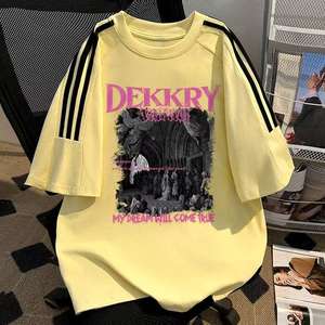 T-Shirt Oversize a Righe con Grafica '<span class=keywords><strong>My</strong></span> <span class=keywords><strong>Dream</strong></span> Will Come True' DEKKRY, Stile Retrò Casual Multicolore Unisex 220 Grammi Hip Hop - Product Image 5
