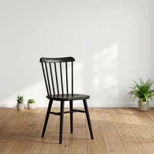 Silla de Comedor Moderna de Madera Estilo Escandinavo, Acabado Negro, Diseño Estable, Muebles para el Hogar - Product Image 1