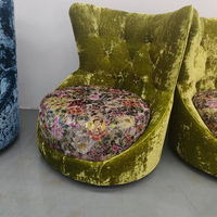 Fauteuil d'appoint design en velours imprimé créatif, chaise de loisirs unique et courbée pour hôtel, bar, réception, personnalisation disponible