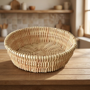 Cesta de Almacenamiento de Mimbre Tejida a Mano, Cesta Redonda de Mimbre para Alimentos, Bandeja Multifuncional para Aperitivos para Cocina y Hogar - Product Image 4