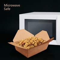 Boîte à lunch en papier kraft imprimée sur mesure, emballage alimentaire jetable pour les restaurants