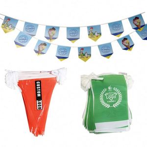 Cheap Polyester Material 14*21 String Flag Festival Party Celebration Decoration Triangle Bunting Banner - Product Image 1