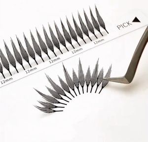 Plateau de 32 rangées d'extensions de cils effet volume doux, à <span class=keywords><strong>pointes</strong></span>, en soie de vison cachemire noir mat foncé, style anime - Product Image 6