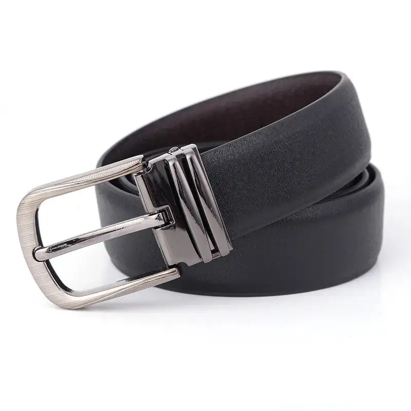 High Quality Two-layer Trousers Belts Split Cow Leather Pin Buckle Genuine Cowhide Belt For Father And Son