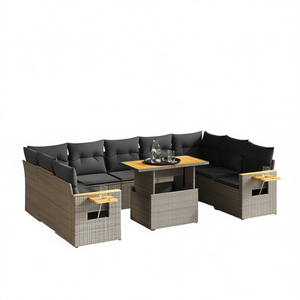 Dark Grey <b>Rattan</b> Garden <b>Sofa</b> Set 6 Seater Outdoor Furniture Weather Resistant Contemporary Design - Product Image 1