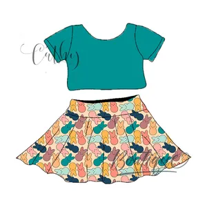 Lz Oem Easter Bunny Crop Top Rok Zomer Tweedelige Korte Sets Baby Meisjes Outfits