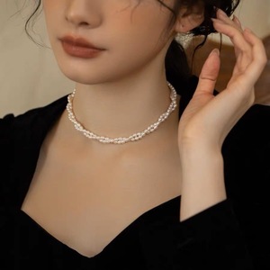 Collier en perles d'eau douce naturelles pour femmes, style rétro français, haut de gamme, tendance simple et originale, chaîne de clavicule INS - Product Image 2