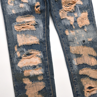 Jeans pour hommes DiZNEW, personnalisation personnalisée, jeans déchirés et à aiguilles désordonnées, jeans délavés