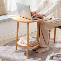 Mesa auxiliar de madera para sala de estar, mueble de dormitorio y espacios pequeños, con almacenamiento, moderna, fácil montaje, mesa de centro lateral redonda