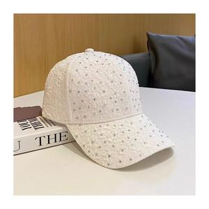 Pink Lace Baseball Cap With Rhinestones For Women Sun Protection Breathable Spring Summer Fashion Hat - Product Image 2
